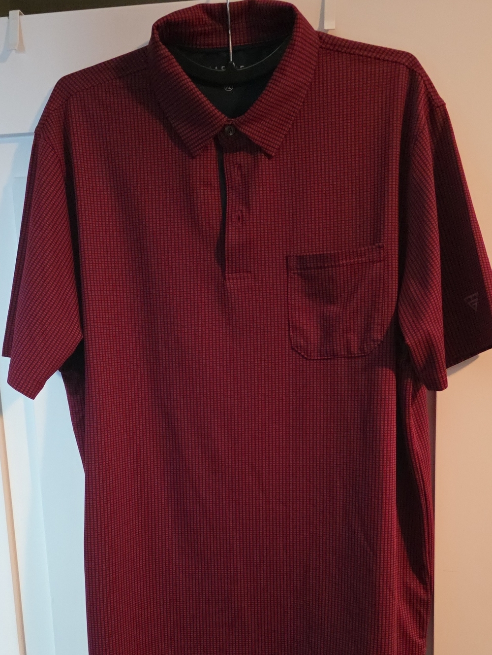 Men's Short Sleeve Polo Shirt - Chest Pocket in Deep Burgundy